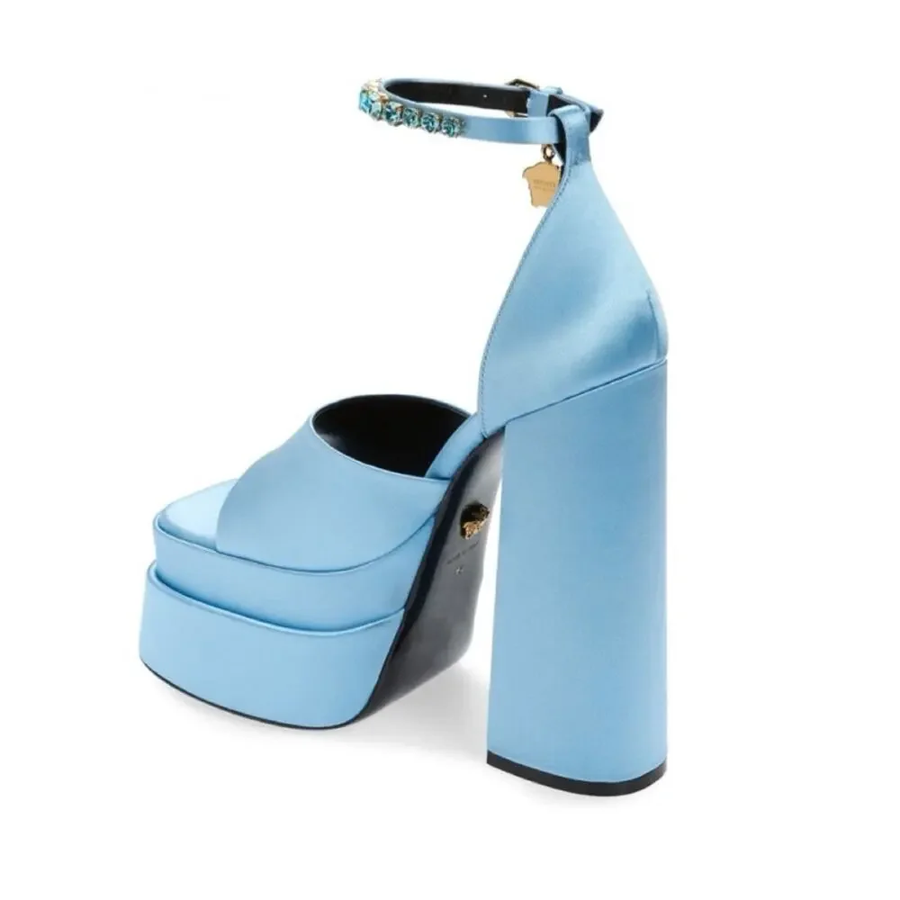 NEW Versace Medusa Platform Sandal in Ice Blue Box Included Size 9.5 US 39.5 EU
